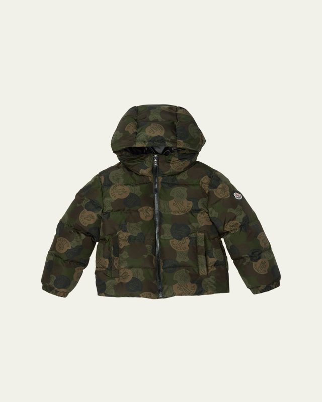 Boy's Escer Camo Logo-Print Puffer Jacket, Size 8-10